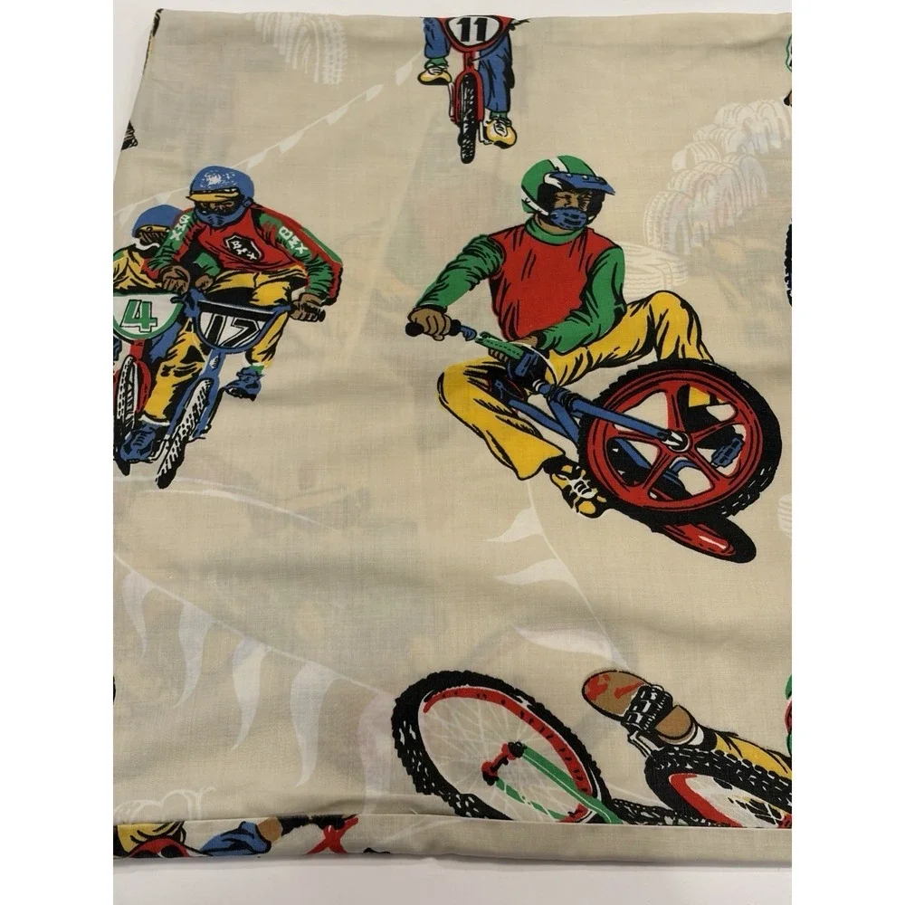 Vintage BMX Dirt Bike Novelty Pillowcase Set 2 Motocross‎ Racing 80s Retro Print